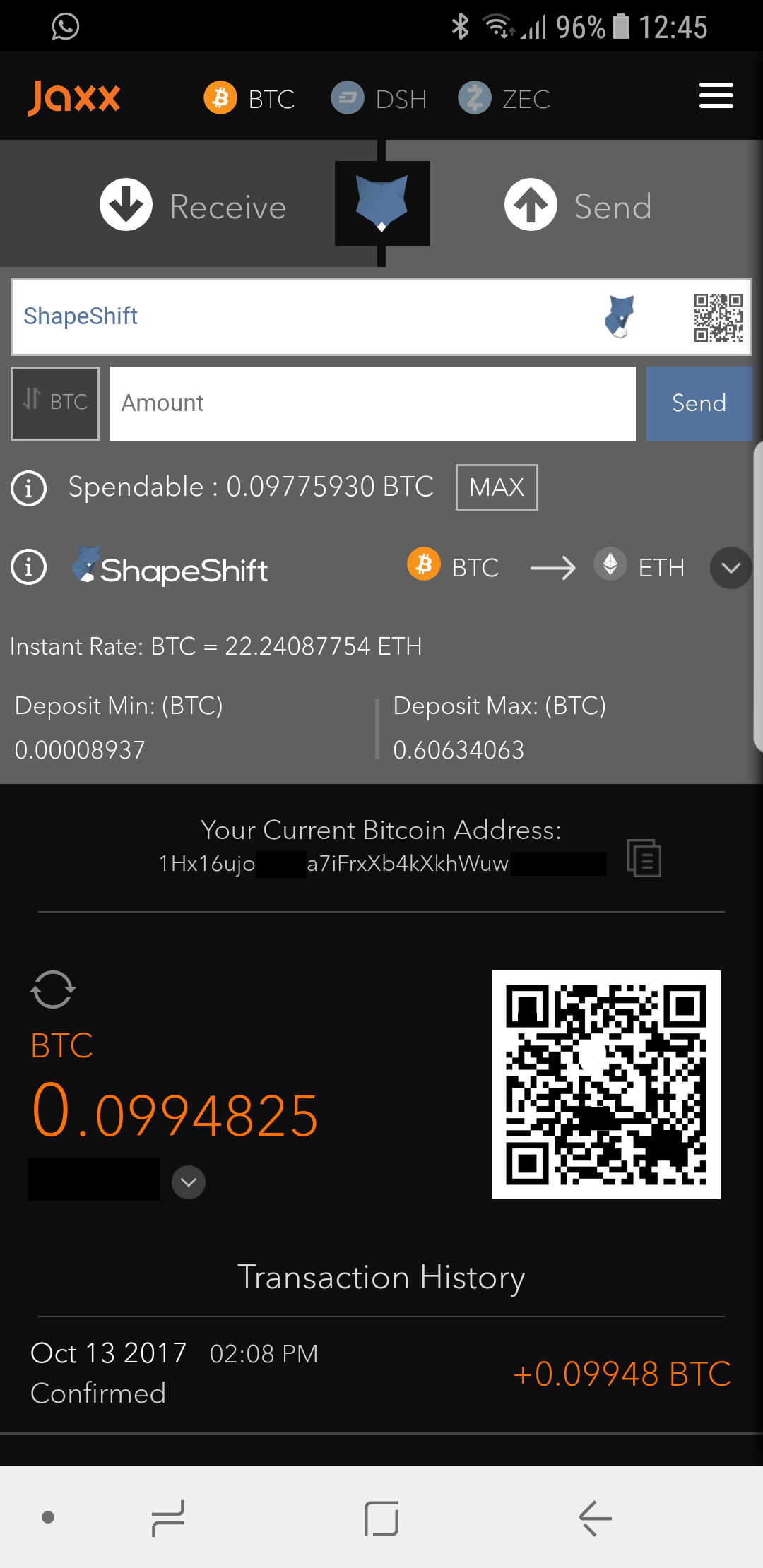 jaxx wallet bitcoin